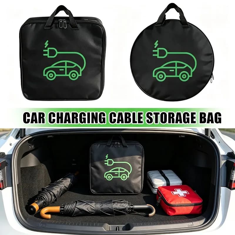 EV Car Waterproof Handled Bag Electric Car Charger Storage Bag Car Battery Cable Charging Gun Storage Organizer Car Accessories