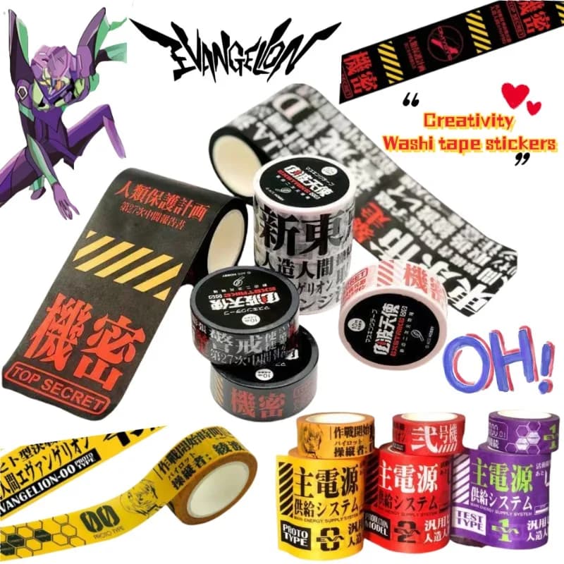 NEON GENESIS EVANGELION EVA-01 TYPE Creative Cartoon Washi Tape Wall decals for students Baggage Notebook Decoration FAI DA TE