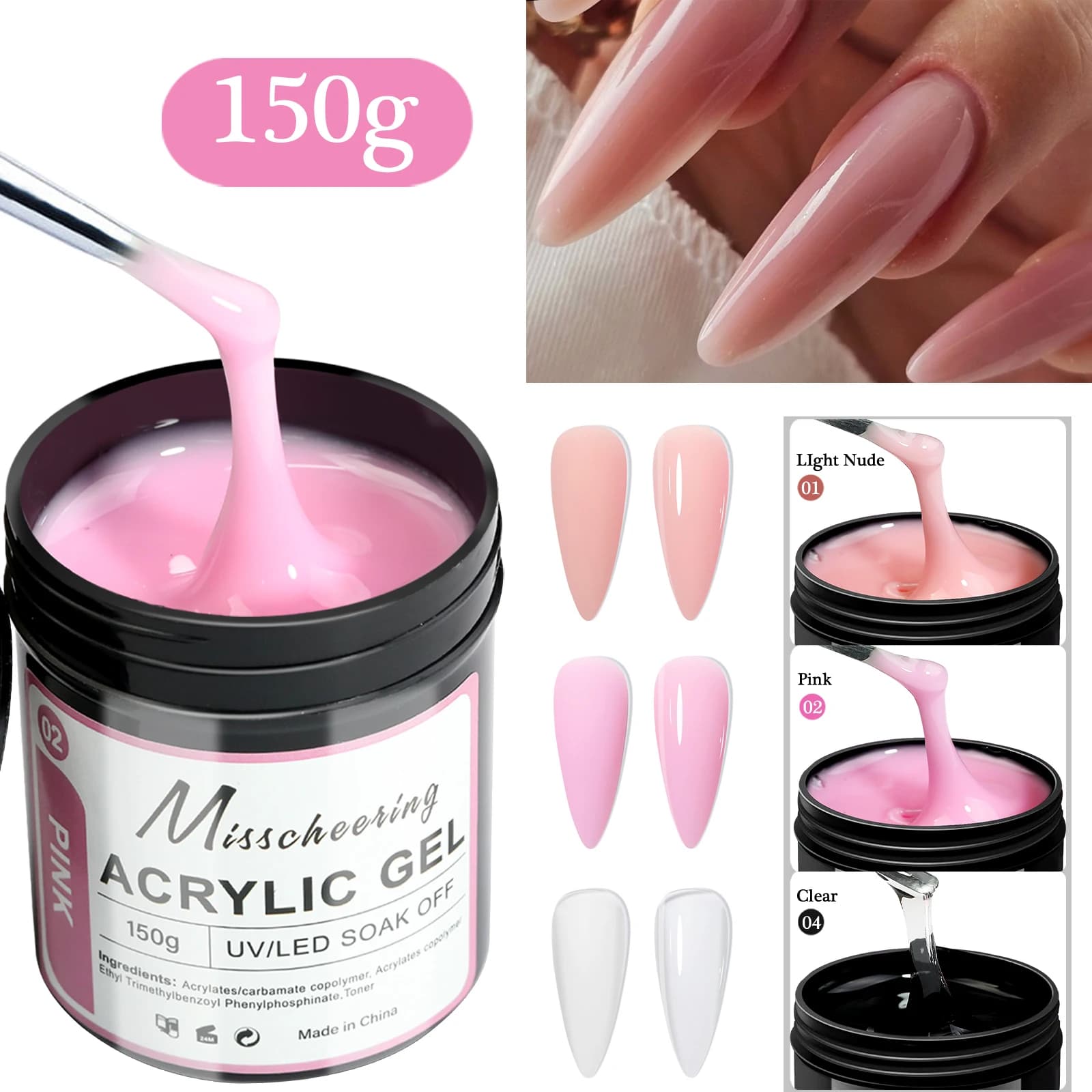 2/3 jars of nail gel UV LED cured set of nail gel light naked pink transparent extension gel solids for nails for DIY in the living room