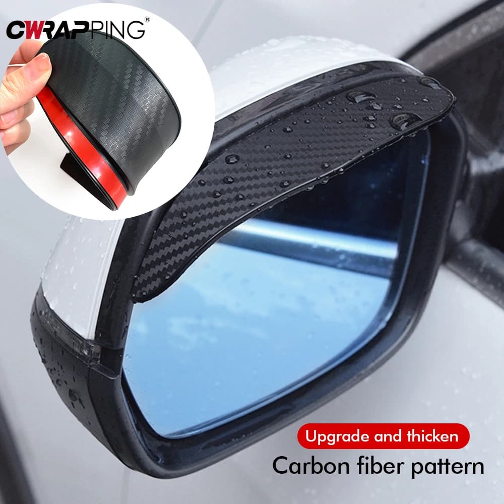 2 pcs car rearview mirror rain visor carbon fiber sunscreen protection for light vision for accessories for rain car mirrors