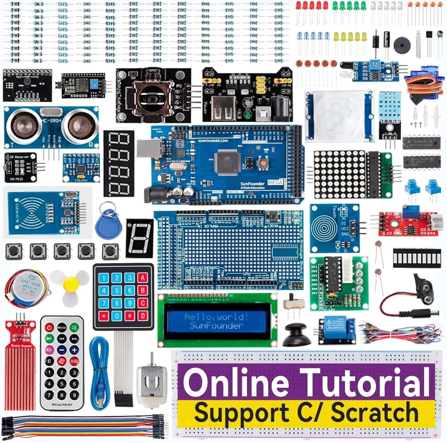 SunFounder Project The most complete electronic starter kit compatible with Arduino Mega 2560 R3 Mega328 Nano, 73 tutorials