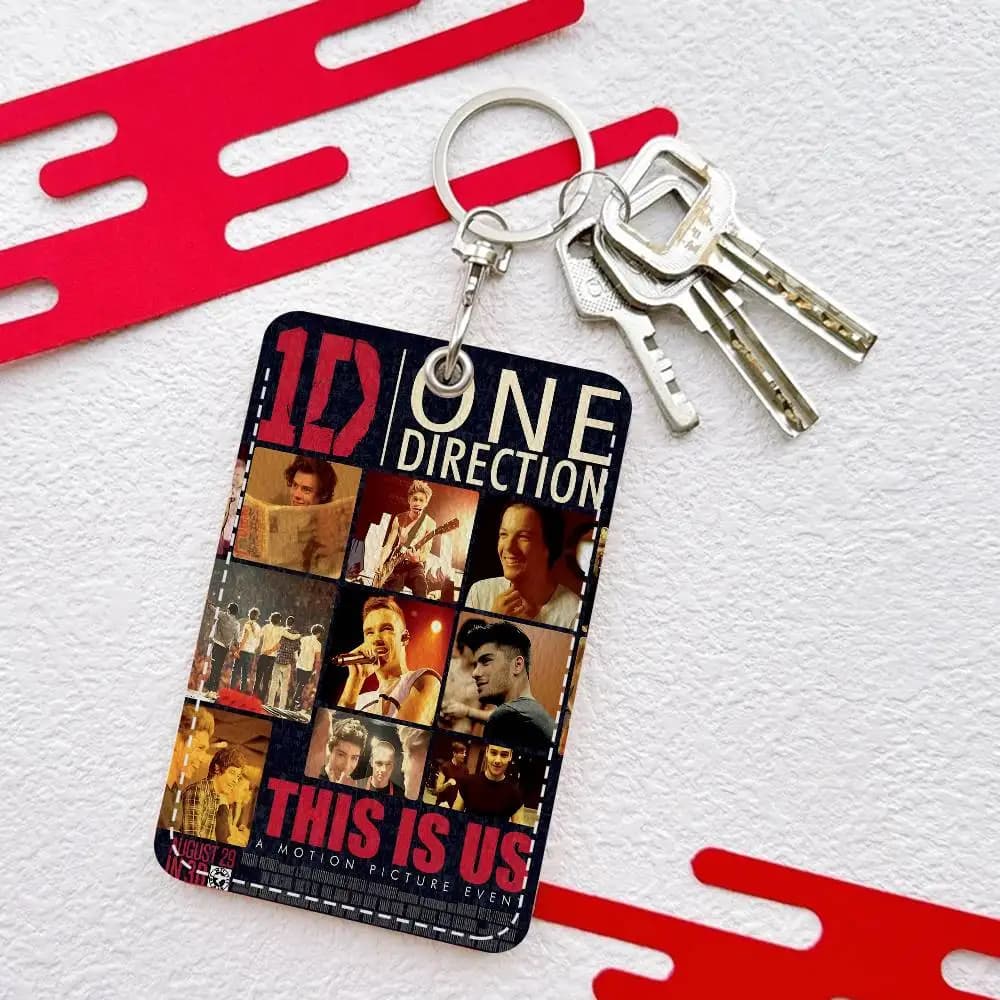 One D-Directions Band 1Pc Access Card Case Leather Card Holder Keychain Access Tag for Identity Card Holder
