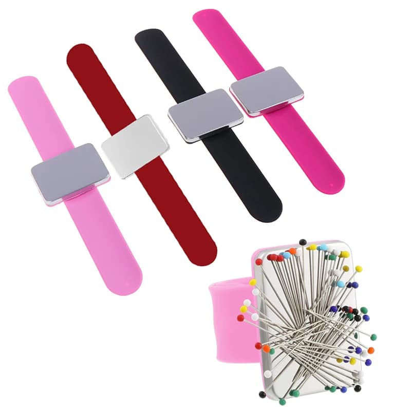 Magnetic Pin Holder Sewing Pincushion Wristband Pin Cushion Magnetic Holder For Quilting Pins Hair Clips Silicone Wrist Strap
