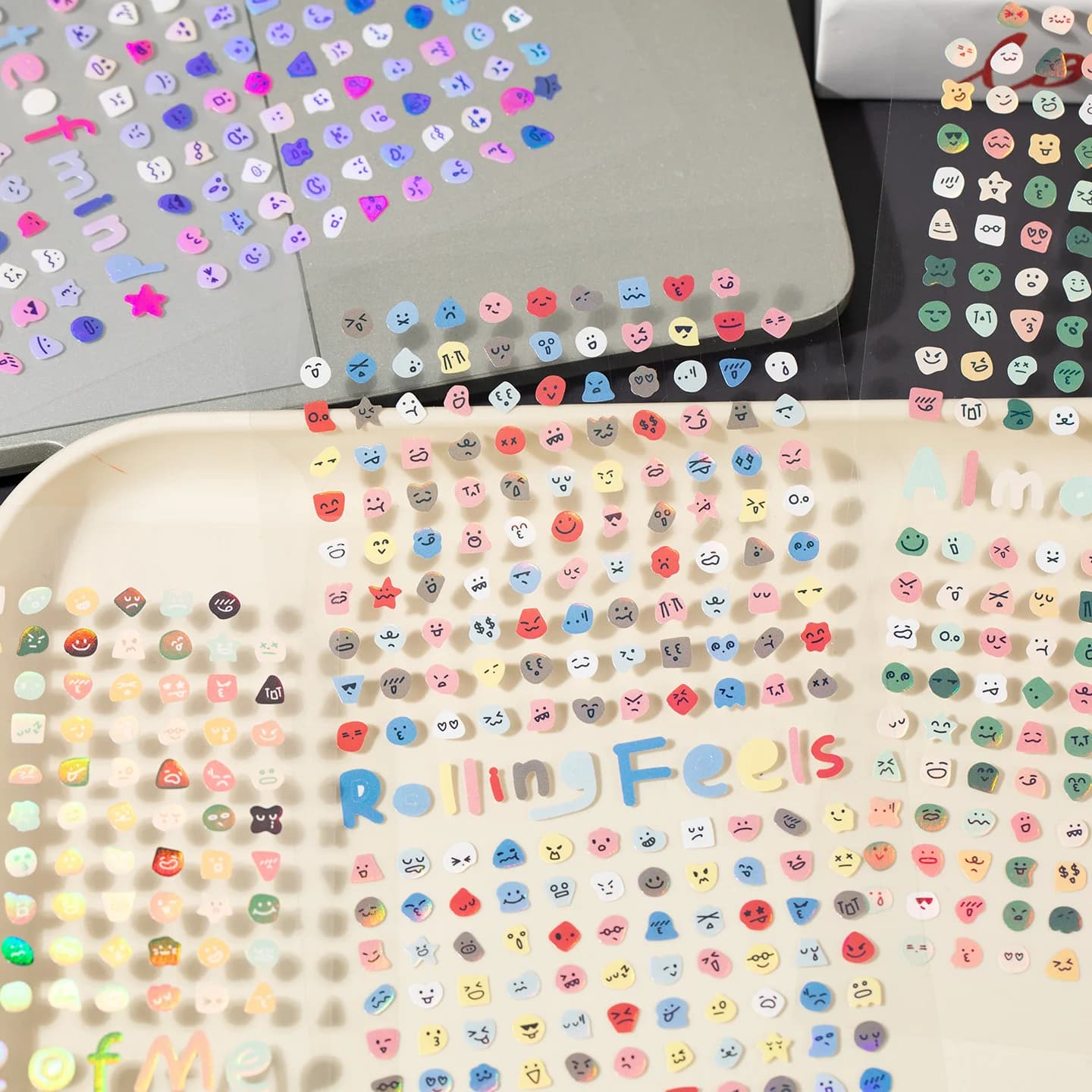 8 sheets/4 cute mini stickers emotional emoji, nail stickers for scrapbooking diy, decoration material collage photo frame