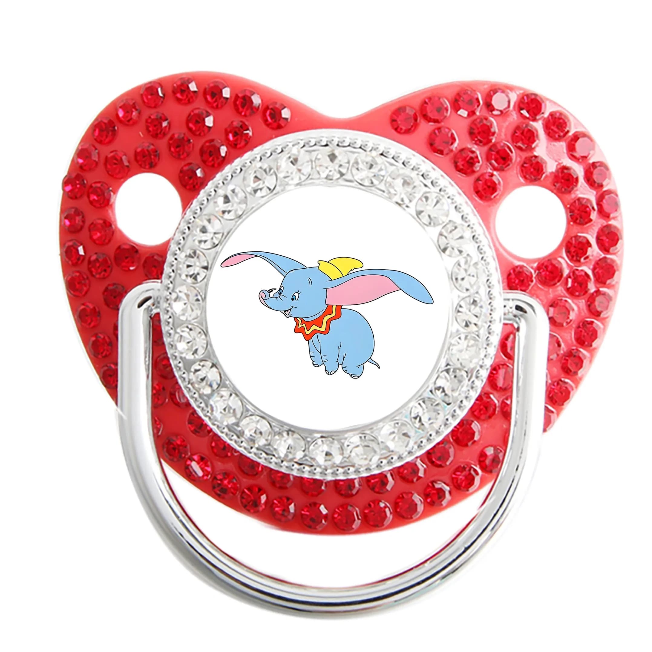 Ciuccio anime con stampa elefante diamante rosso Bling set di clip per lenire il supporto della catena con capezzoli scintillanti regalo per neonati