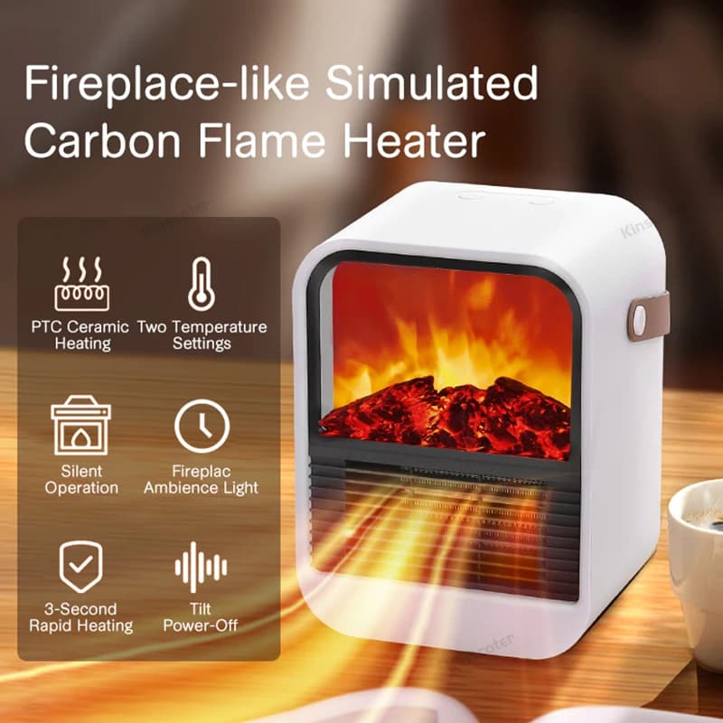 Camino Riscaldatore elettrico Ventilatore caldo Ventilatore portatile Desktop domestico Riscaldamento domestico Stufa Radiatore Scaldavivande Macchina