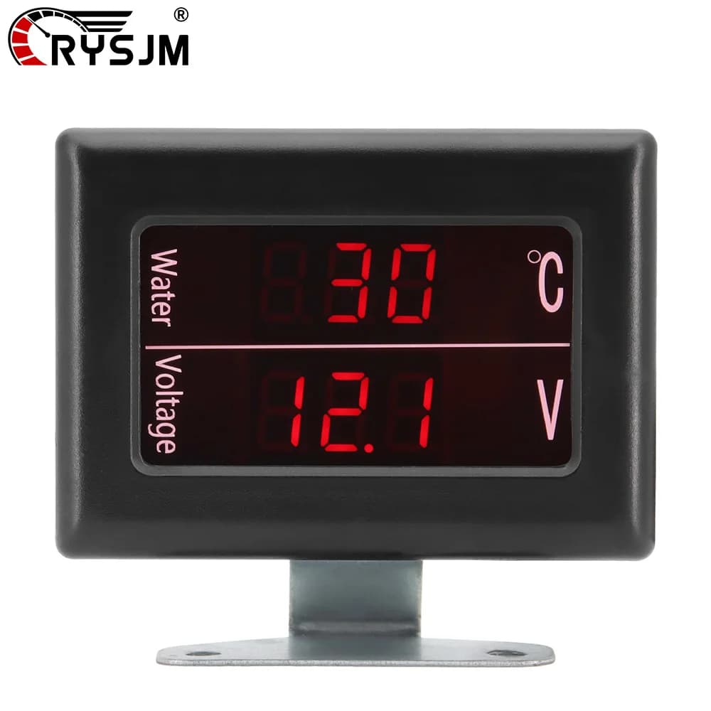 2 In 1 Car LED Digital Gauge Water Temperature + Voltage Meter Universal Car Accessories with Temp Sensor For 12V 24V Vehicle