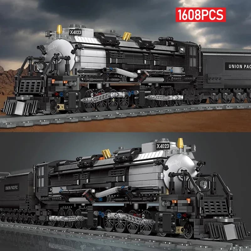 Locomotiva a vapore tecnica The Union Pacific Big Boy Model Building Blocks City Railway Train Bricks Toys Gifts for Children Boy