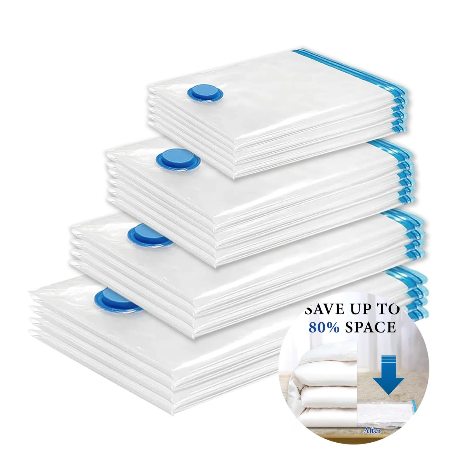 Set di 5 Sacchetti Sottovuoto, Sacchetti Salvaspazio a Compressione per Piumoni e Coperte, Organizzatore per Vestiti da Viaggio