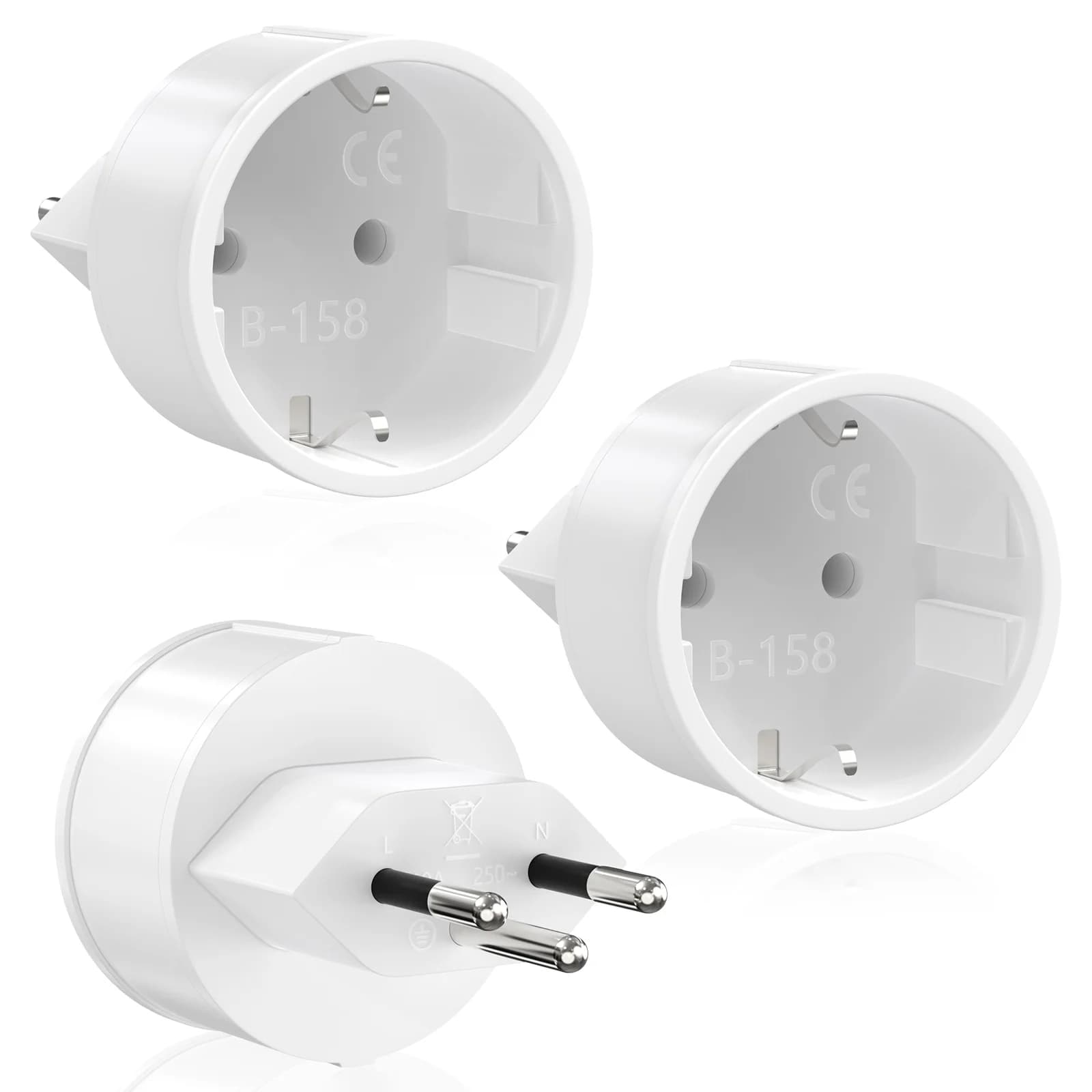 3 pcs Germany EU to Switzerland European Plug Adapter to Swiss Travel Adapter Power Converter Spina 3 pin 10A Charging socket