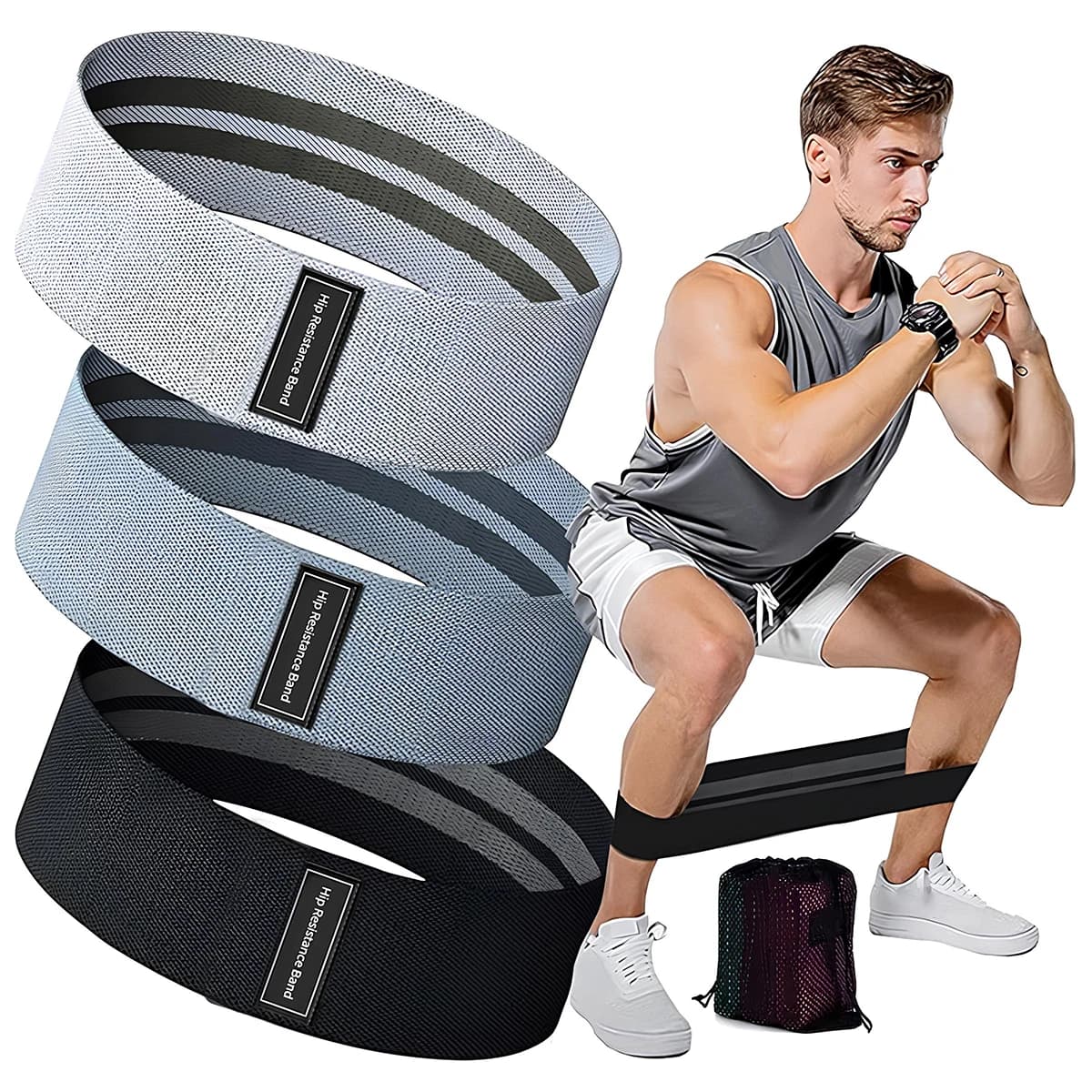 1/3 pezzi Fascia elastica di resistenza Gambe e allenamento dell'anca Yoga Squat Fascia elastica Lattice antiscivolo Forniture da palestra Vieni con custodia