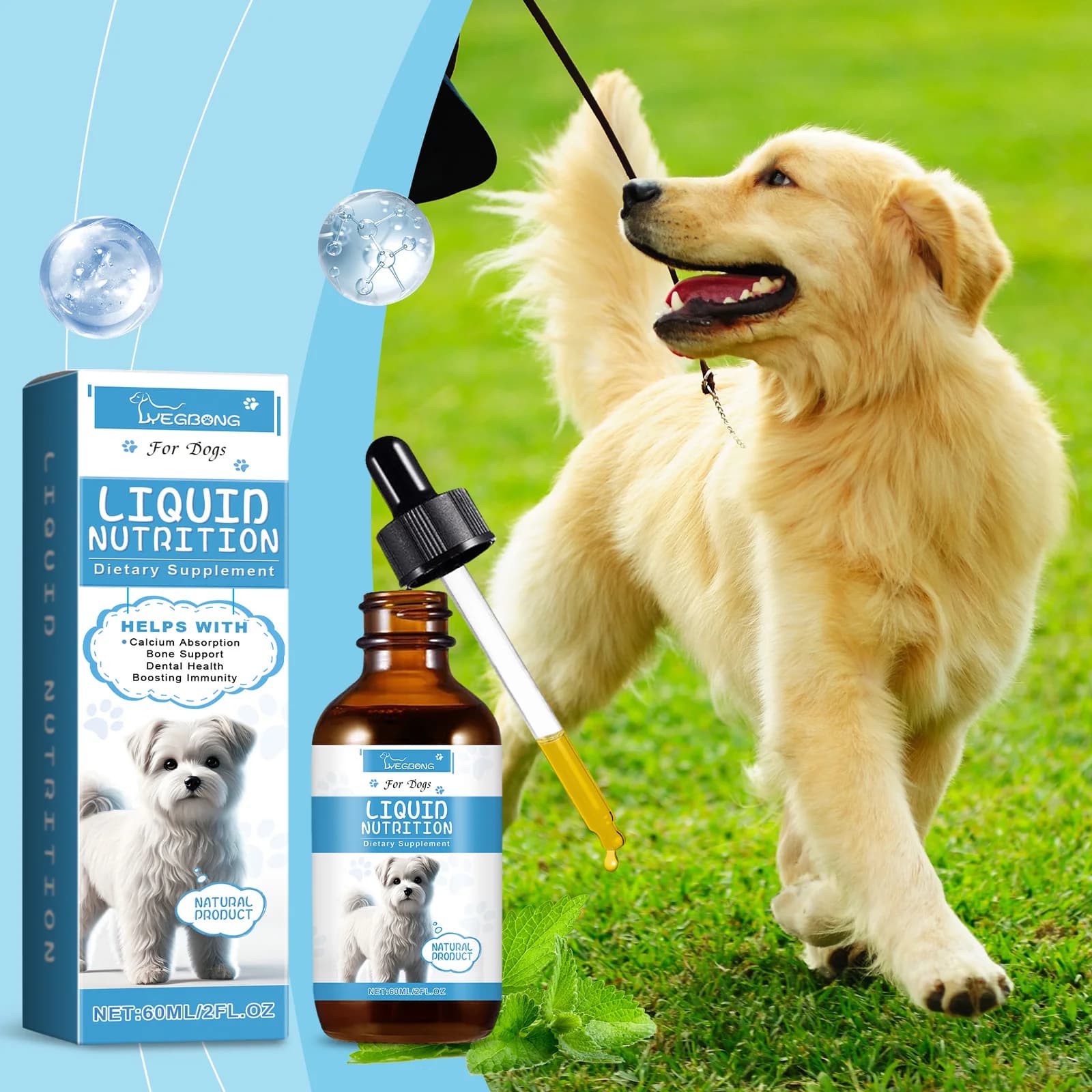 Gocce for pet vitamin supplements with strong bones Promotes calcium absorption Increases immunity Improve vitality Drops for food supplements