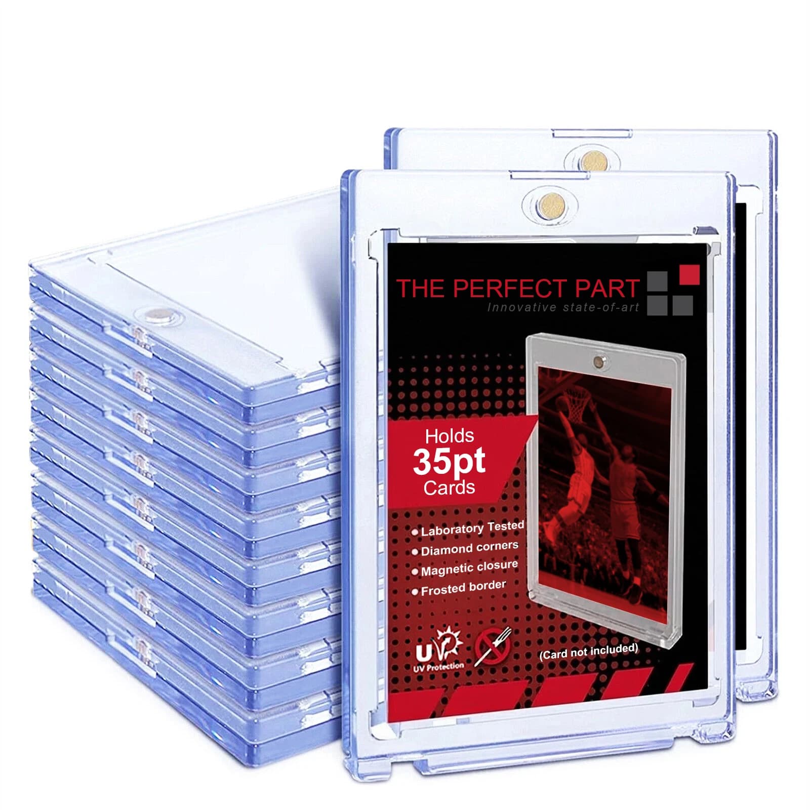 30ct Magnetic Card Holders 35pt One Touch Card Holder UV Protection Acrylic Case Trading Cards Display Case for Sport Game Cards