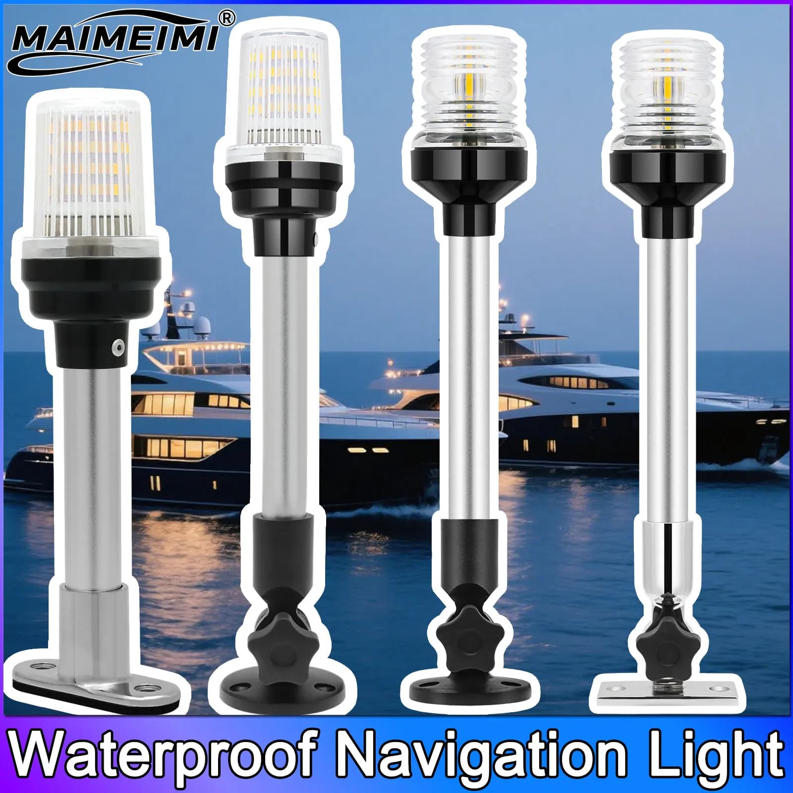 Luce di navigazione Luce a LED per barca impermeabile per yacht Marine Ripiegabile Ancoraggio di navigazione Segnale di navigazione 12V 360 gradi