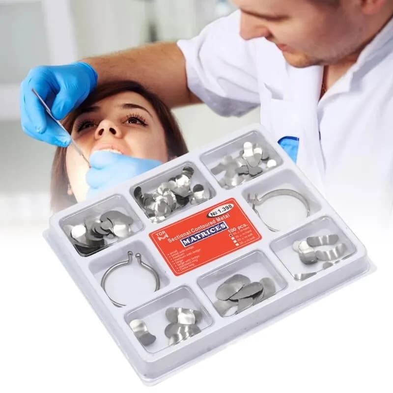 100 Pz/scatola Dentale Sistema A Matrice Sezionale Fascia In Resina di Bloccaggio/Anello Diventatore Strumenti Dentista con Springclip Strumento di Cura