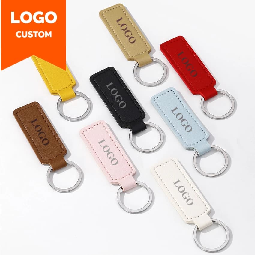 Custom PU Leather Buckle Keyring, Car Bag Pendant, Laser Engraving Keychain, Custom Logo Keychain, Men and Women Gift